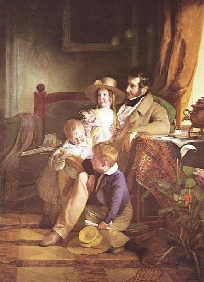 Friedrich von Amerling Portrat des Rudolf von Arthaber und seiner Kinder oil painting picture